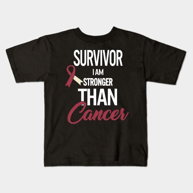 Throat Cancer Survivor I Am Stronger Than Cancer Oral Head Kids T-Shirt by Phylis Lynn Spencer